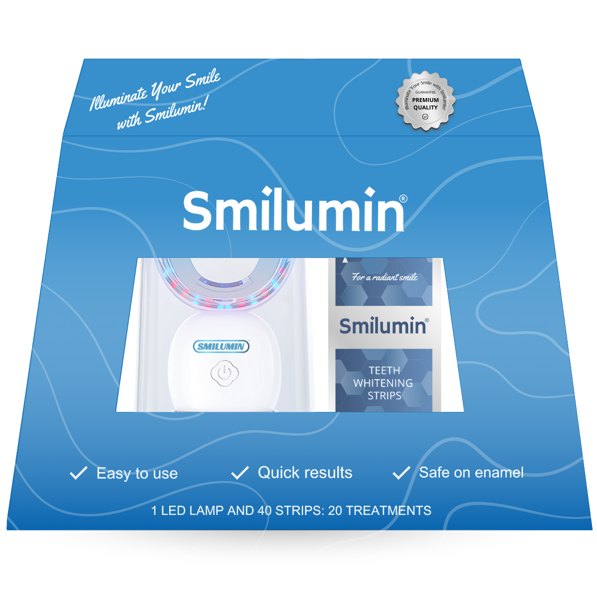 Smilumin Box pentru albirea dinților cu benzi și lampă LED