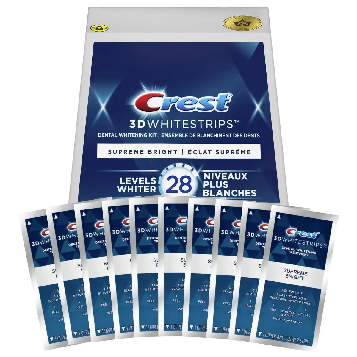 Crest Supreme Bright 28 Levels Whiter Whitestrips - Benzi de albire