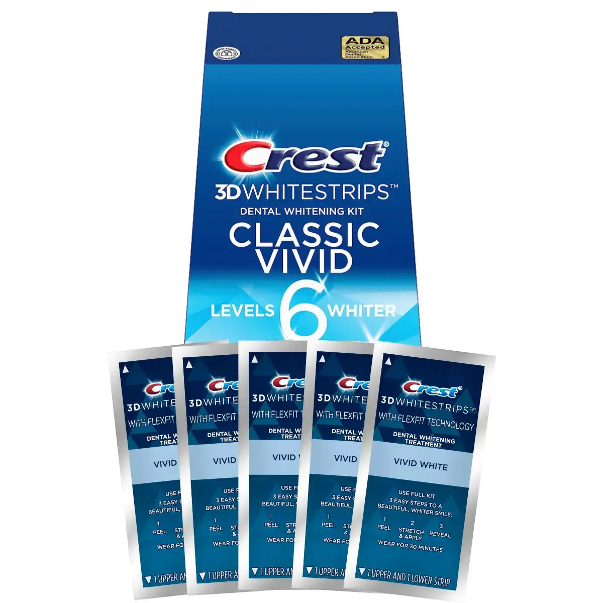 Crest Classic Vivid 6 Levels Whiter Whitestrips - Benzi de albire