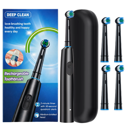 Periuță de dinți electrică Deep Clean, neagră + 4 capete de schimb