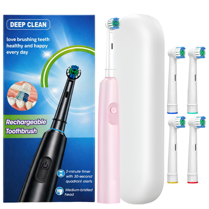 Periuță de dinți electrică Deep Clean, roz + 4 capete de schimb