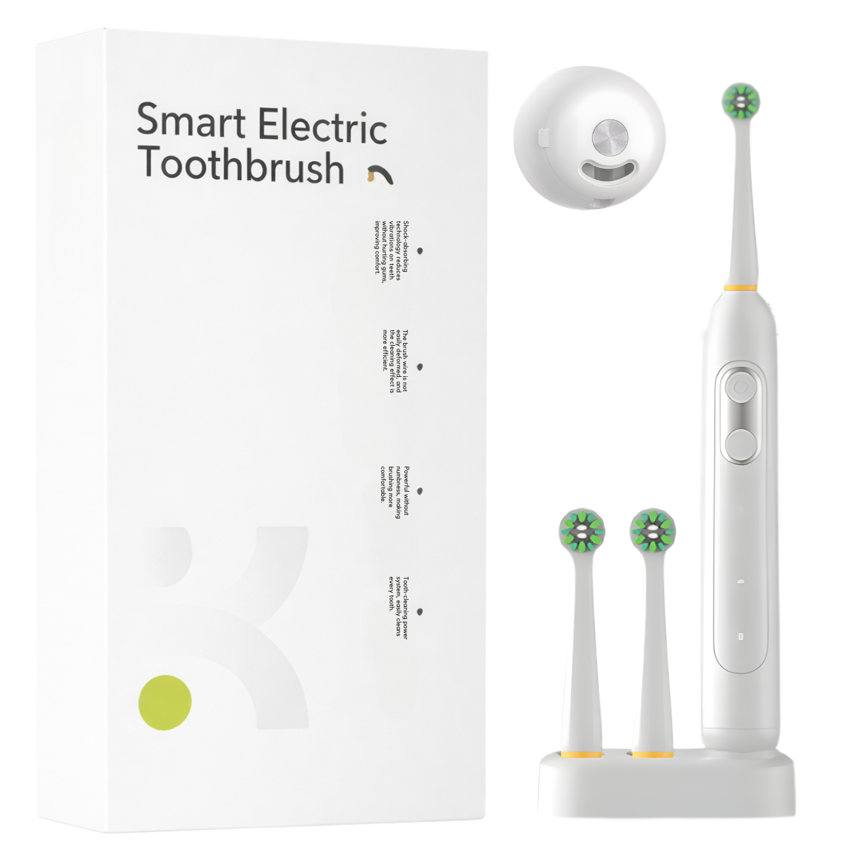 Periuță de dinți electrică albă + 2 capete de schimb + sterilizator UV